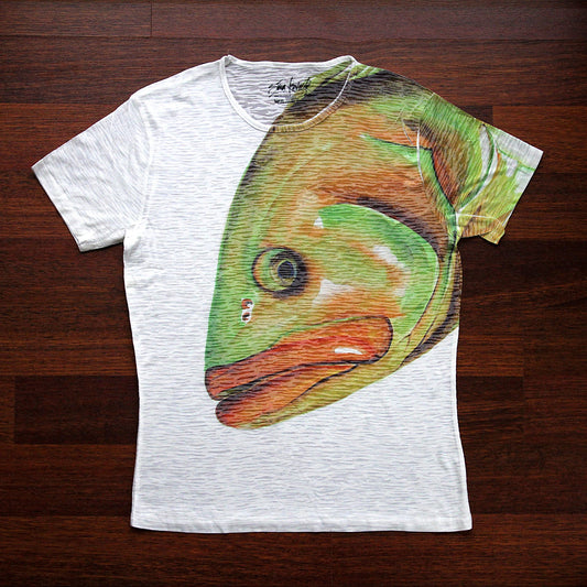 T-Shirt Digital Print Watercolor Design Men Grouper Orange