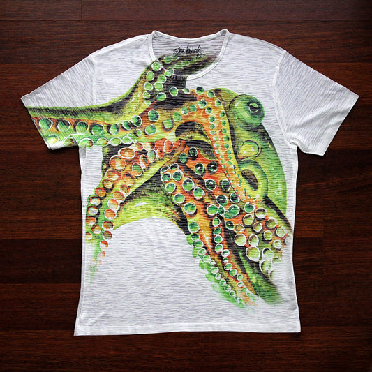 T-Shirt Digital Print Watercolor Design Men Octopus