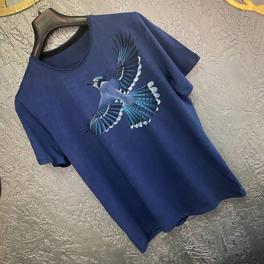 T-shirt Hand-Painted Blue Jay
