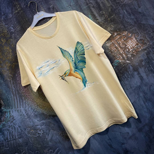 T-shirt Hand-Painted King Fisher