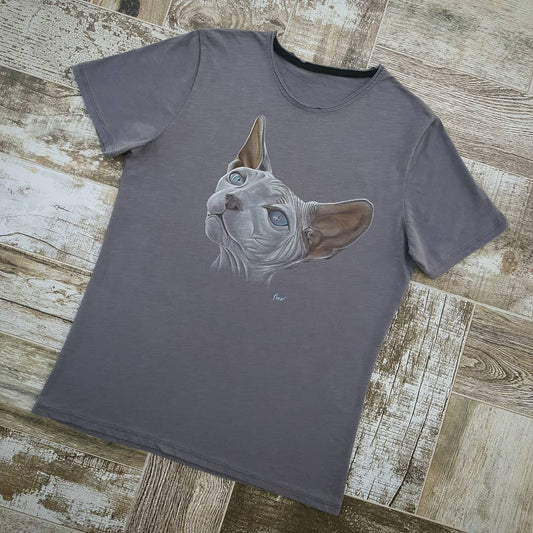 T-shirt Hand-Painted Sphynx Cat