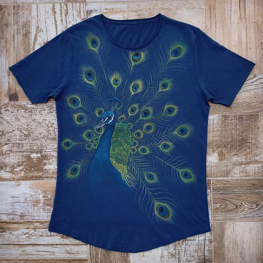 T-shirt Hand-Painted Peacock