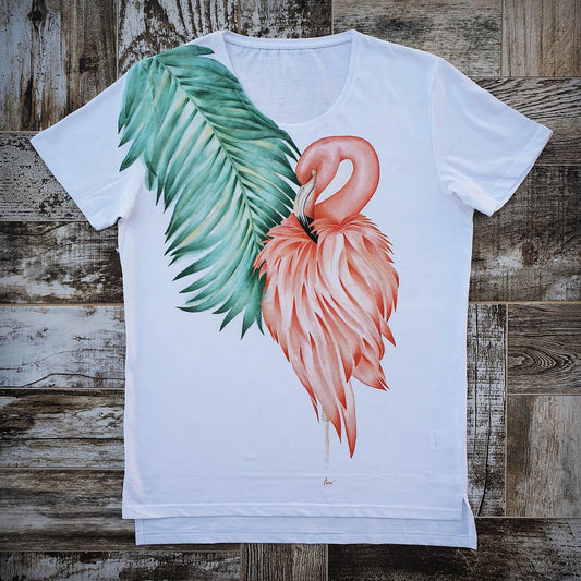 T-shirt Hand-Painted Flamingo
