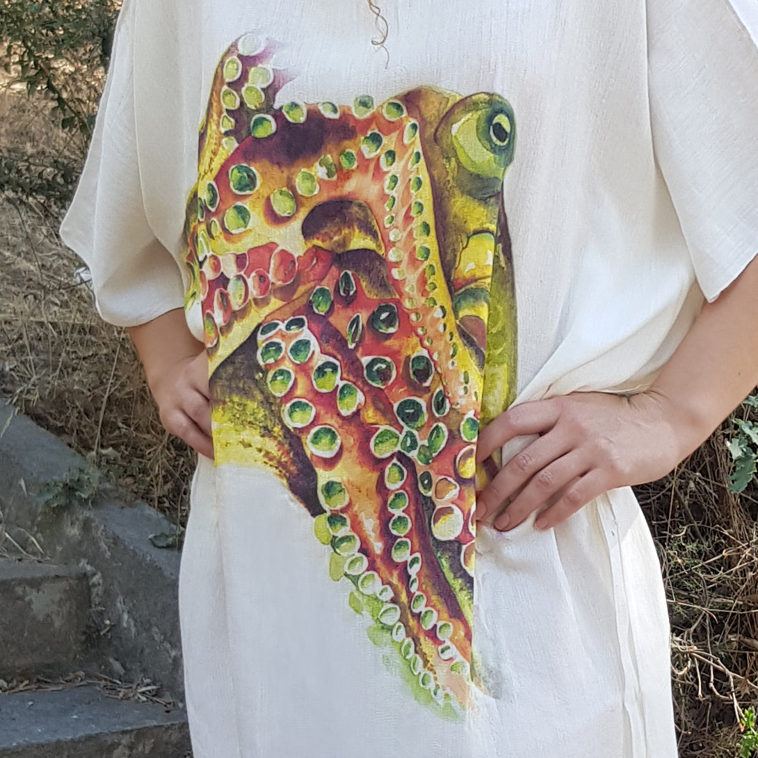 Peshtemal Digital Print Dress Octopus