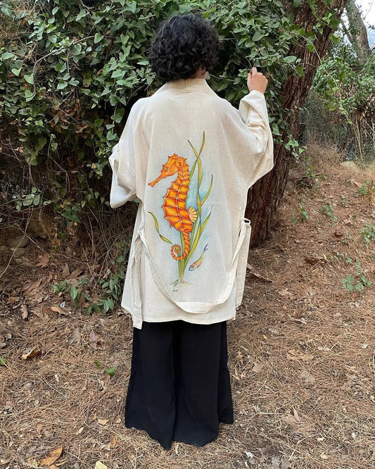 Kimono Hand-Painted Seahorse