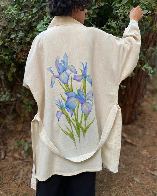 Kimono Hand-Painted Iris