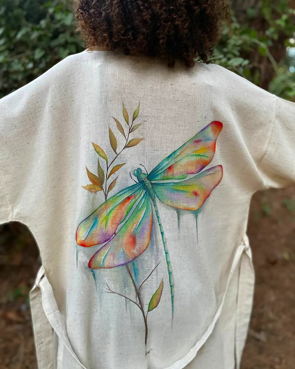 Kimono Hand-Painted Dragonfly