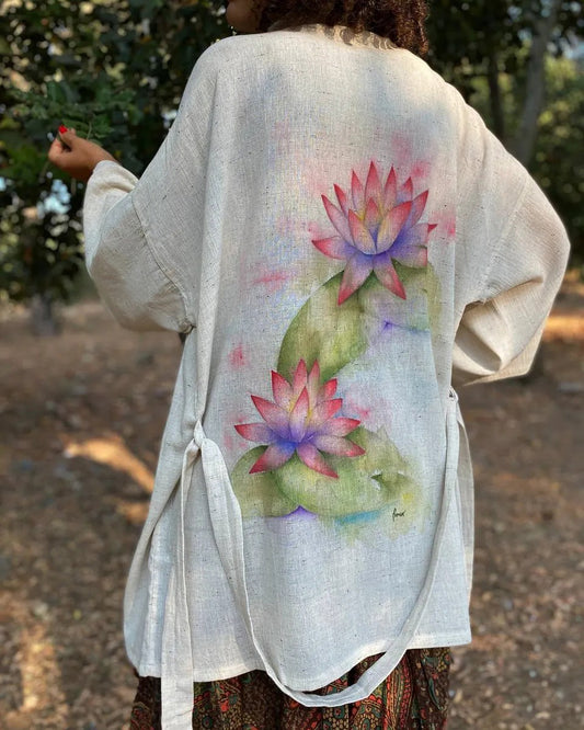 Kimono Hand-Painted Lotus