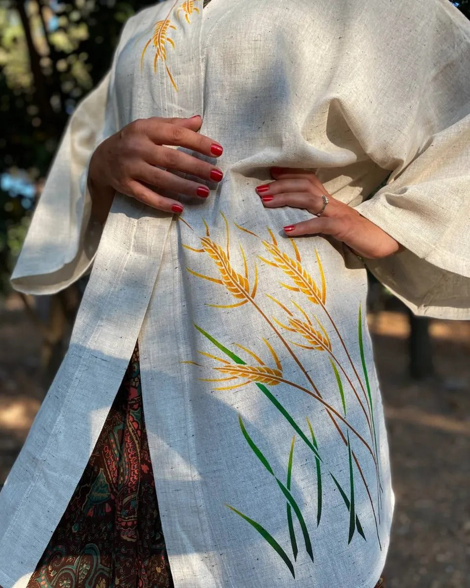 Kimono Hand-Painted Wheat