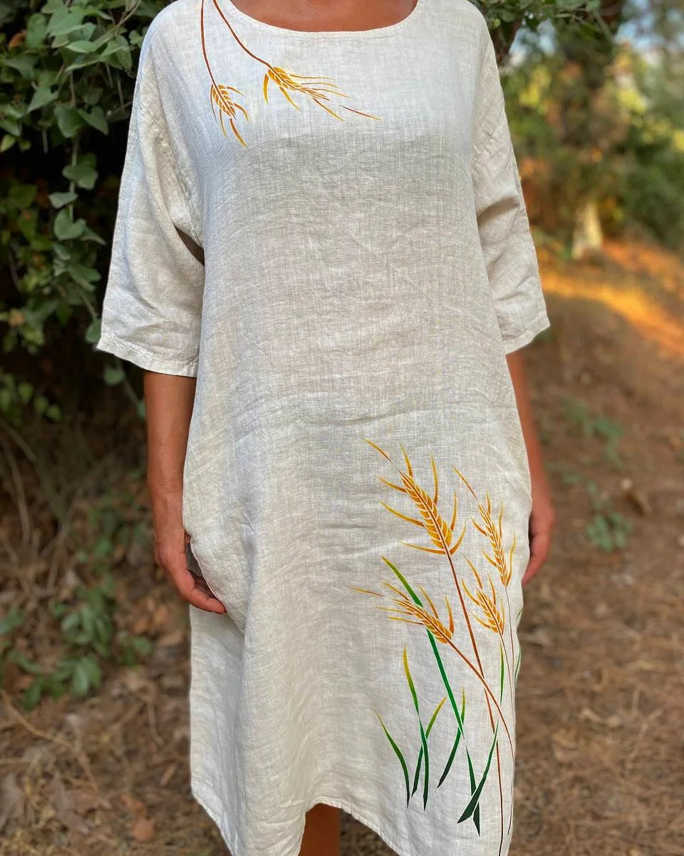 Dress Hand-Painted Wheat Spring