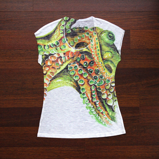 T-Shirt Digital Print Watercolor Design Women Octopus