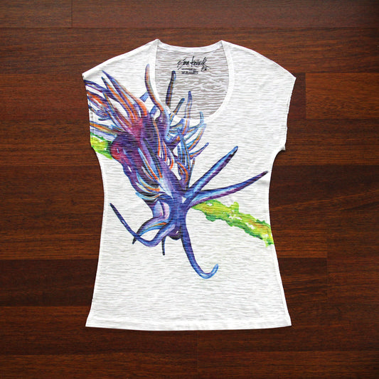 T-Shirt Digital Print Watercolor Design Women Nudibranch